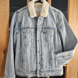 Old Navy Blue Denim Jacket with Sherpa Collar